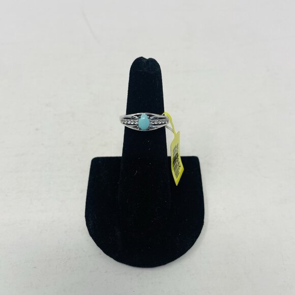 Arizona Sleeping Beauty Turquoise Cambodian Zircon 925 Sterling Silver Ring 5052 - Picture 1 of 6